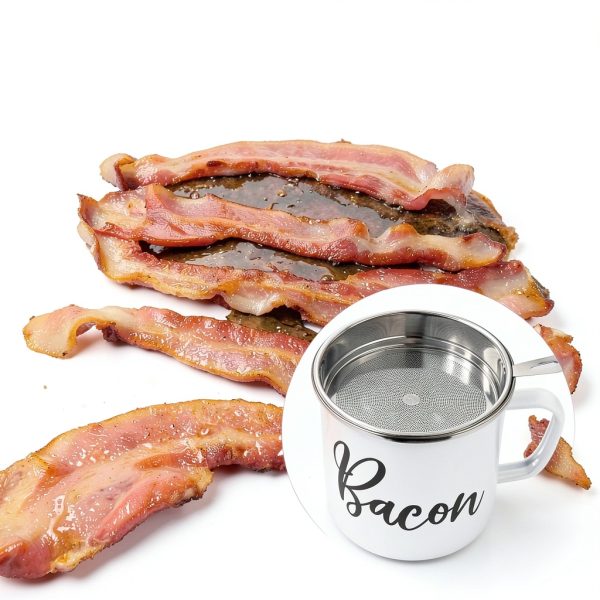 Fondpen Stainless Steel Bacon Grease Container Strainer-4