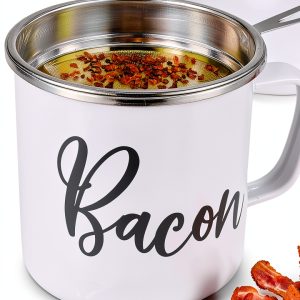 Fondpen Stainless Steel Bacon Grease Container Strainer-0
