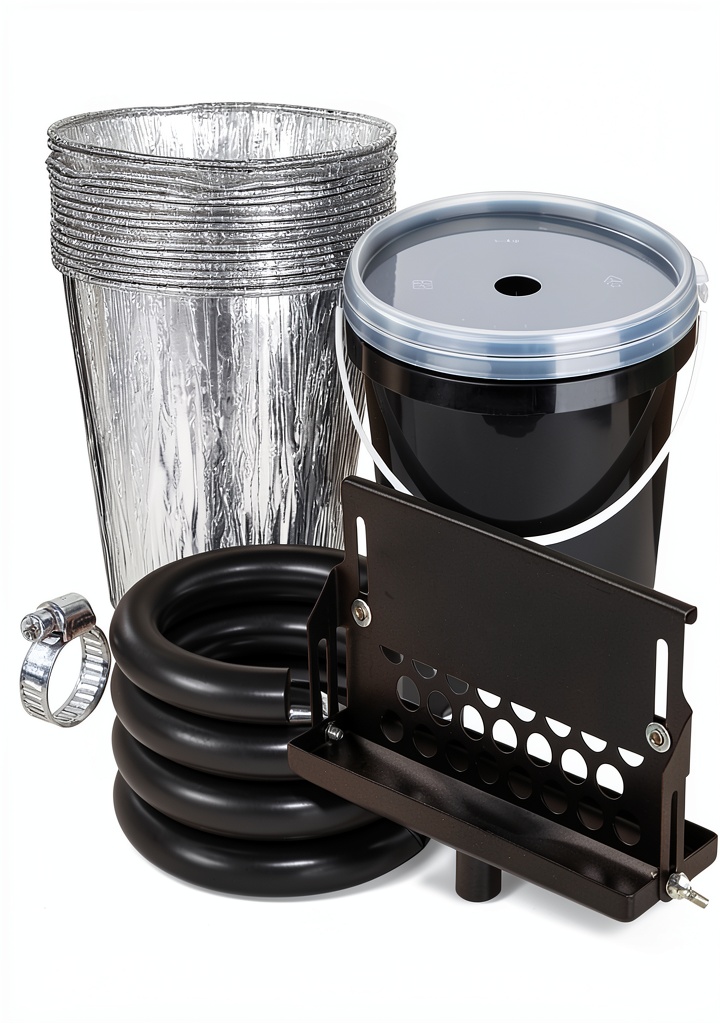 VSVI grease catcher attached to a Blackstone griddle showing adjustable funnel
