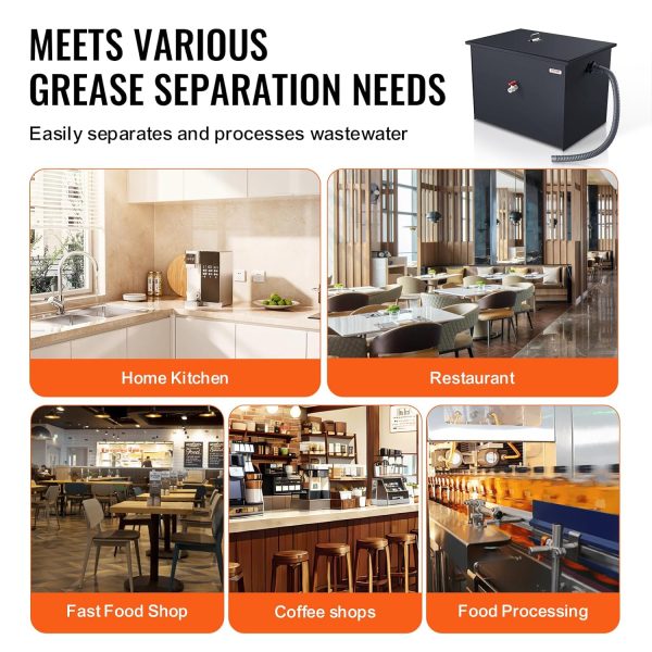 VEVOR Commercial Grease Trap 40LB High Efficiency Durable-5