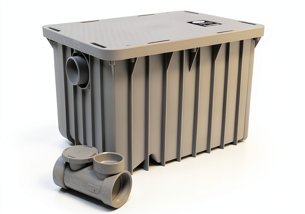 'Canplas Endura Grease Trap installed in a commercial kitchen setting'