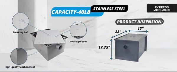 KPS Commercial Grease Trap Carbon Steel 40lb Capacity-1