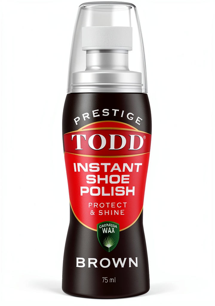 Applying TODD instant shoe polish to a leather oxford shoe