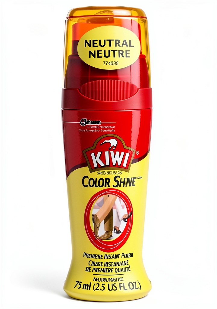 Applying Kiwi Color Shine shoe polish with two‑layer sponge