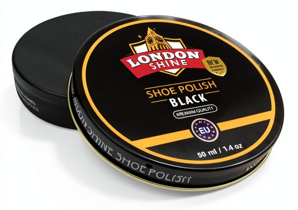 London Shine Black Wax Shoe Polish 48ml Classic Leather Care-2