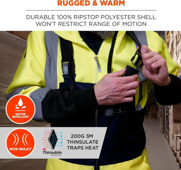 Ergodyne N-ferno 6479 Hi-vis Freezer Bib Overalls Lime 5X-Large-4