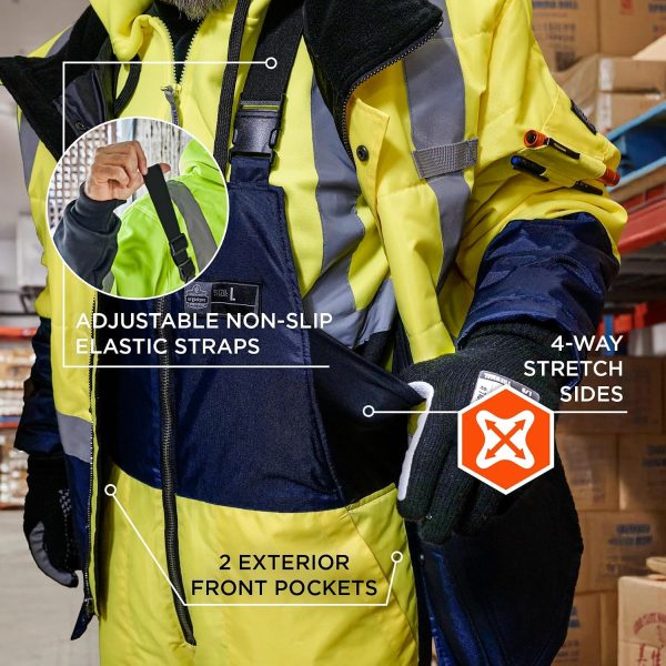 Ergodyne N-ferno 6479 Hi-vis Freezer Bib Overalls Lime 5X-Large-6