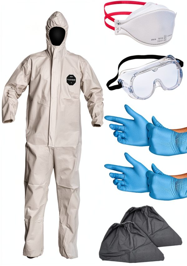 ProShield PPE Kit - ProShield 50 Coverall, 3M N95 Mask, Protective Goggles, 2 Pair Nitrile Gloves, Non-slip Shoe Covers (Medium)-0