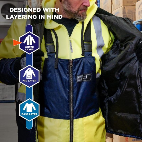 Ergodyne N-ferno 6479 Hi-vis Freezer Bib Overalls Lime 5X-Large-8