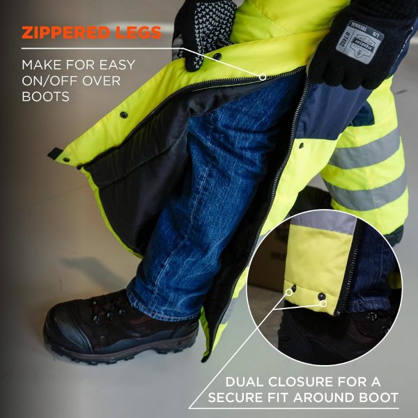Ergodyne N-ferno 6479 Hi-vis Freezer Bib Overalls Lime 5X-Large-5