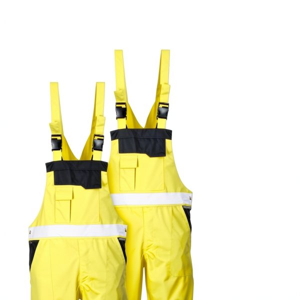Portwest S488 Waterproof Hi Vis Safety Overalls, Contrast Bib and Brace Breathable Workwear Yellow/Black, 4X-Large-4